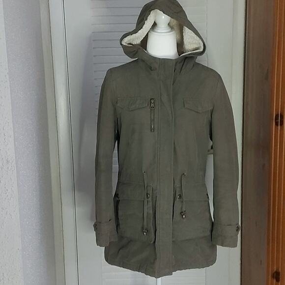 Madden Girl Olive Green Zip Coat Parka Jacket M Gorpcore Utility Winter Classic - Picture 1 of 13
